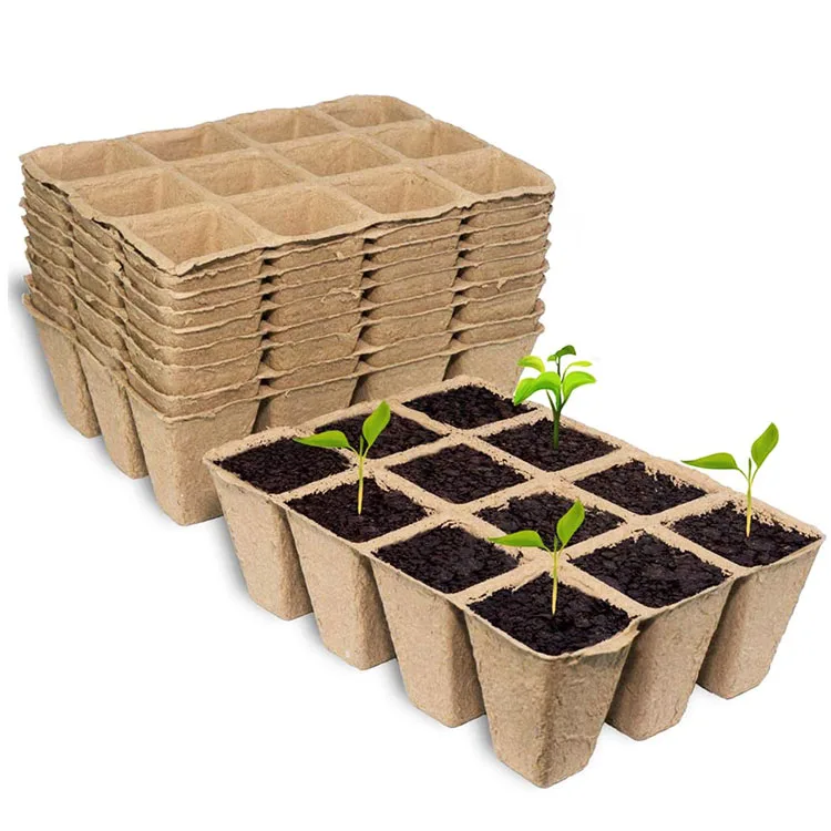 

Seed starter trays biodegradable organic nursery plant peat pots vegetables tomato seedlings plant tray heavy duty seeding cups, Brown seedlings cell organic biodegradable plant starter trays