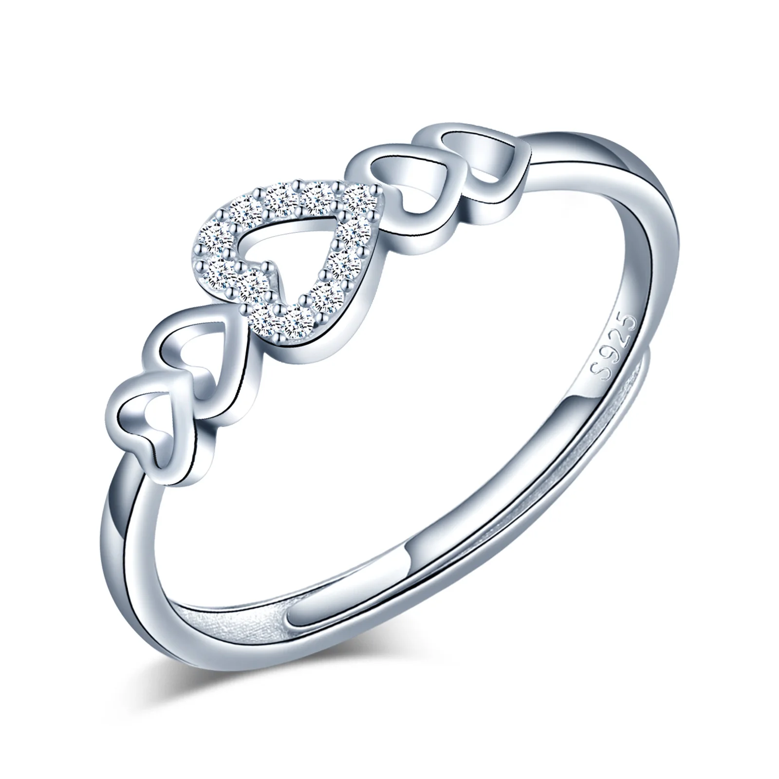 Custom Wholesale Cubic Zirconia Ring Promise Women Jewelry Engagement Wedding 925 Sterling Silver Heart Ring