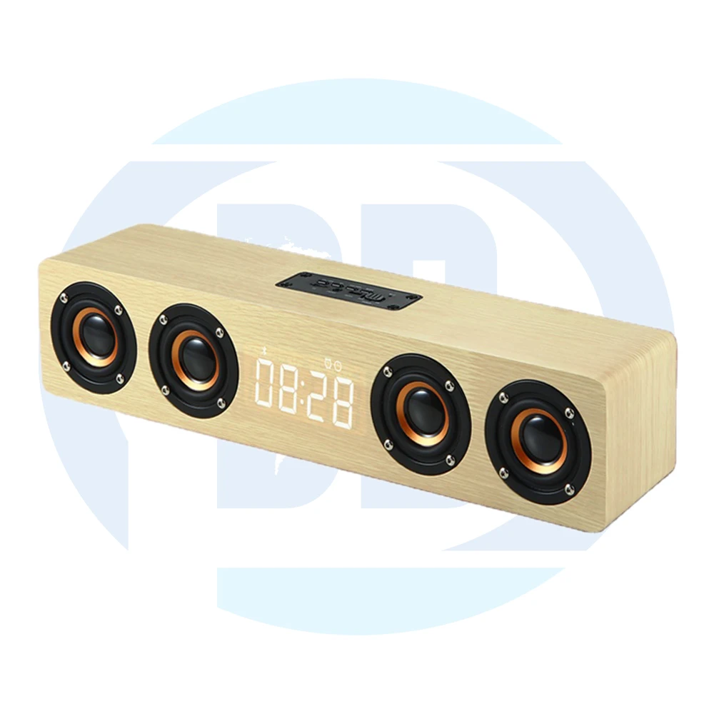 

bamboo speaker W8C Wooden Speaker Multimedia USB OEM high quality bt speaker wireless clock, Brown/khaki