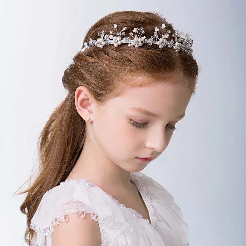 

Jachon pearl flower hair band inset rhinestone exquisite hair band kids hair accessories, As picture