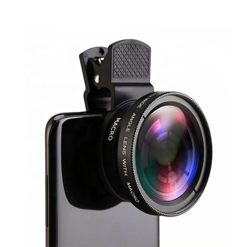 

Universal Professional HD Smartphone Camera Lens Kit 2 in 1 Phone Camera Lens 0.45X Wide Angle and 15X Macro Lens for Cellphone, Black, blue, red, gold