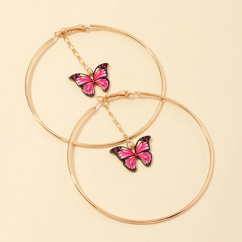 

Wholesale Gold Plated Butterfly Pendant Earrings Butterfly Hoop Earrings Jewelry For Women