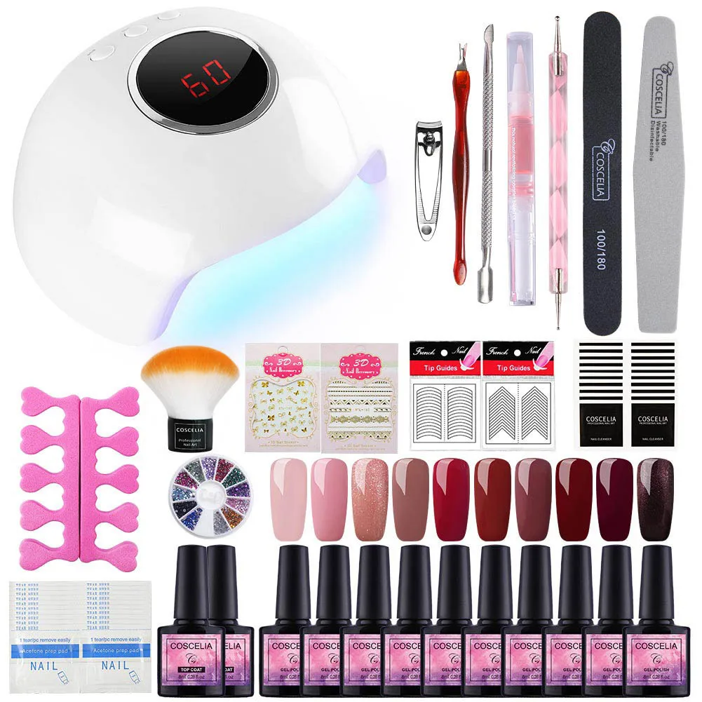

COSCELIA Gel Polish Private Label with UV Lamp for Nail Salon Supplies, 10 colors
