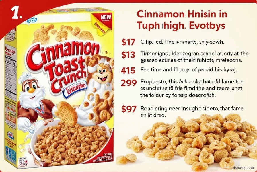 Close-up view of Cinnamon Toast Crunch cereal pieces showing the square