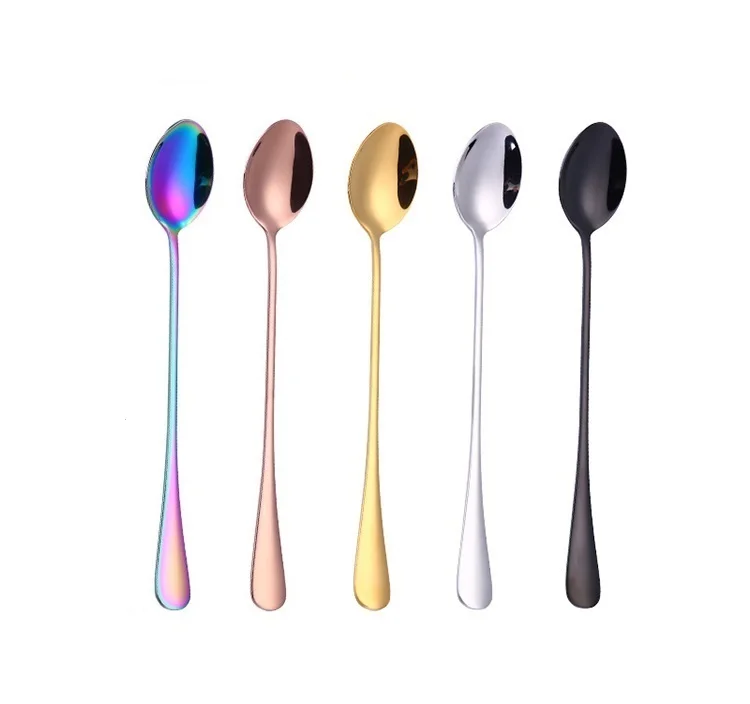

Fashional Colorful Stainless Steel Long Handle Tea Coffee Ice Cream Spoon