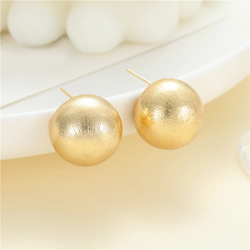 

Round Ball Earring 14K Gold Plate Brass Fashion Design S925 Silver Needle Stud Earring For Women