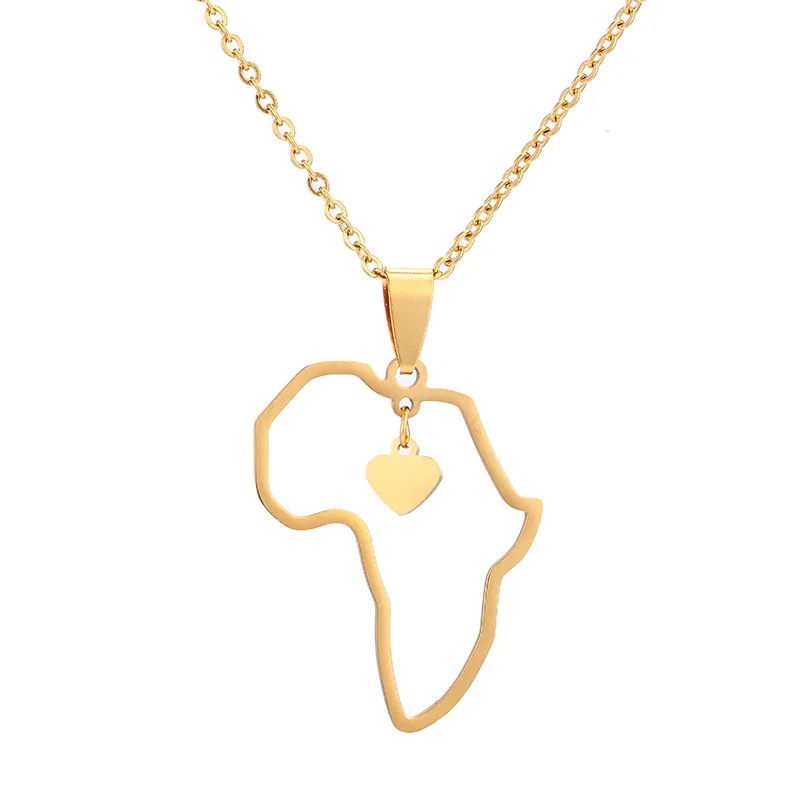 

African Necklace Jewelry Stainless Steel Gold Plated Africa Map Necklace African Map Necklace