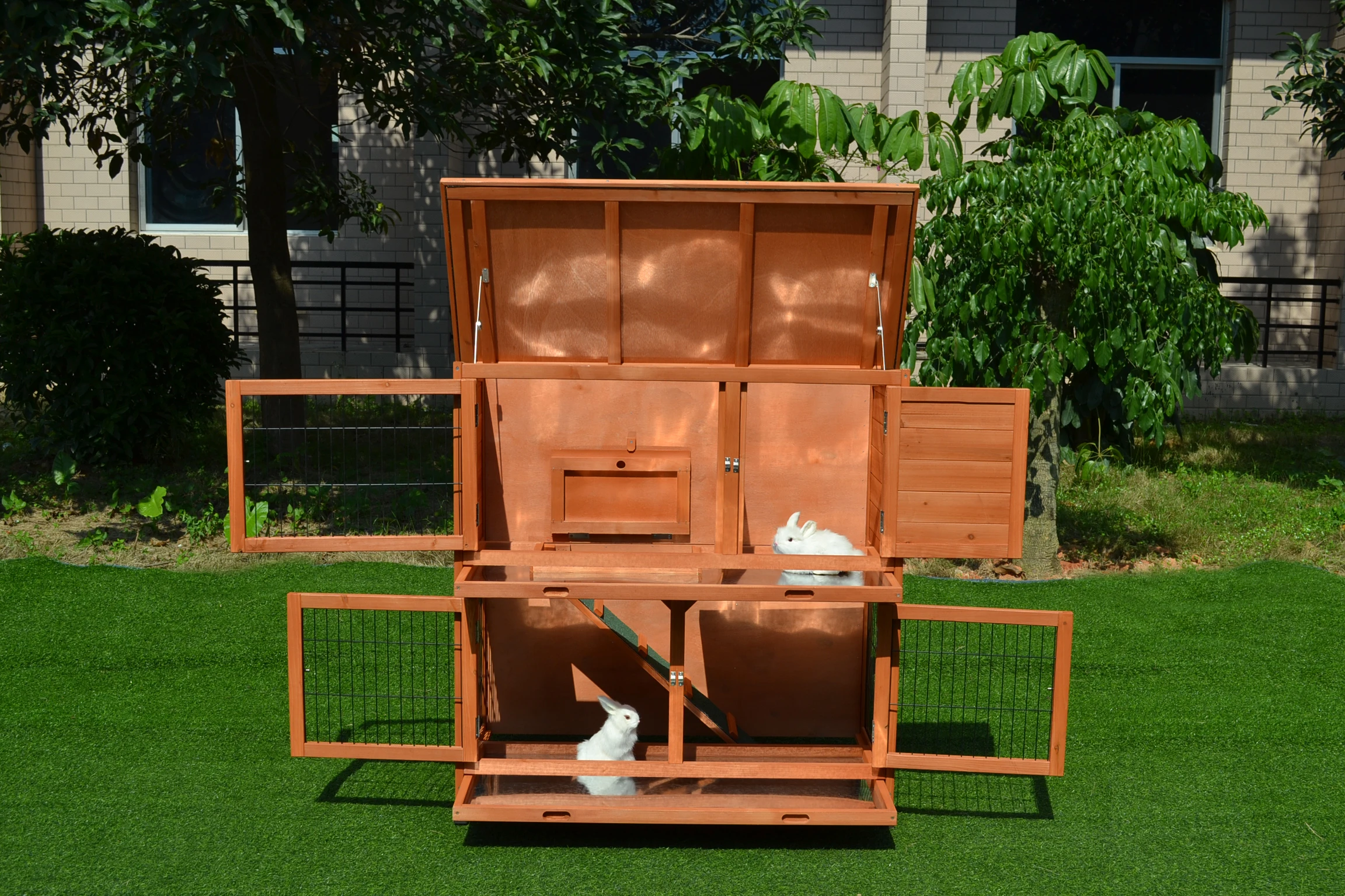 Wooden Two Story Rabbit Hutch Buy 2 Story Rabbit Hutches With 2 Zinc