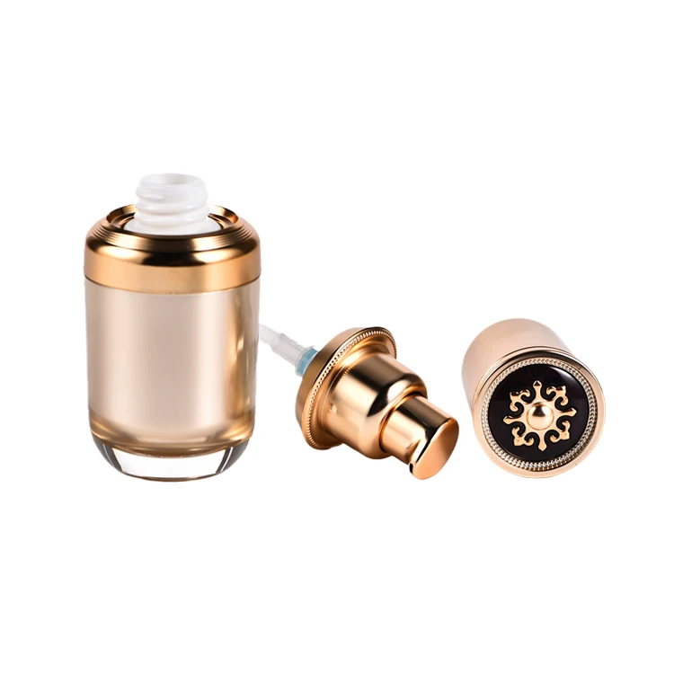 

Luxury Fancy Design Rose Gold 30gm 50gm Acrylic Skincare Airless Cosmetic Bottle Double Wall Serum Container Acrylic Plastic Jar