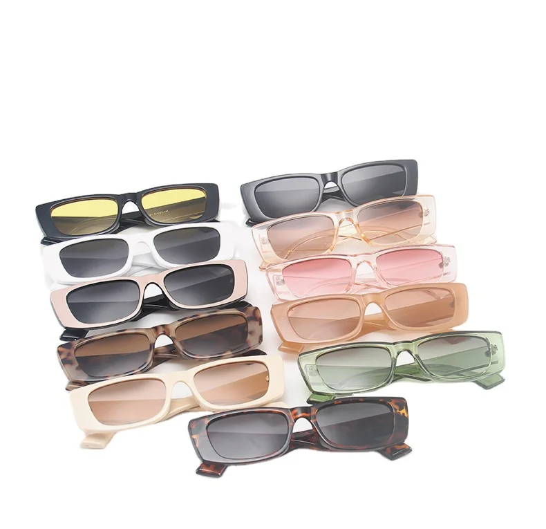 

2021 Small Rectangle Women Men Trendy Vintage Brand Designer Square Sun Glasses Sunglasses