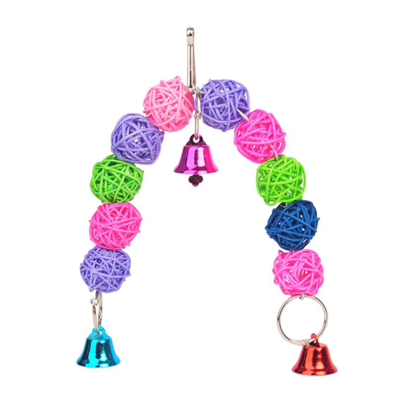 

Parrot hi relief rattan toy bird supplies hanging caged rattan bell string