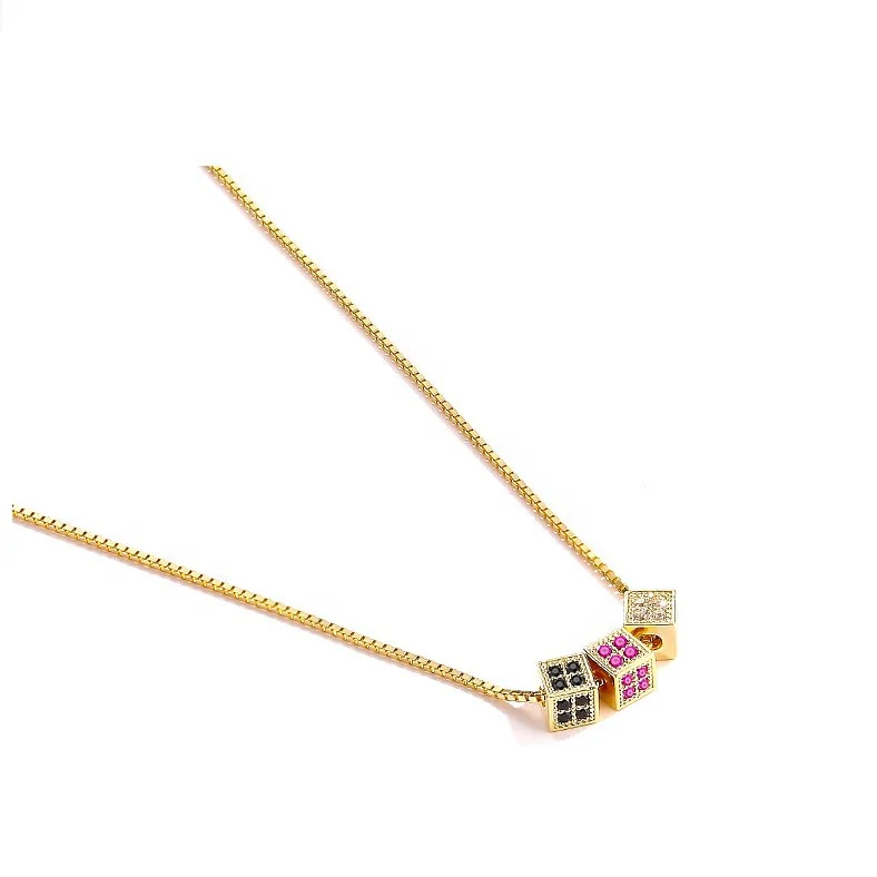 

Eico Trendy Fashion Gold Plated Copper Alloy Cubic Zirconia Magic Cube Pendant Necklace For Women And Men
