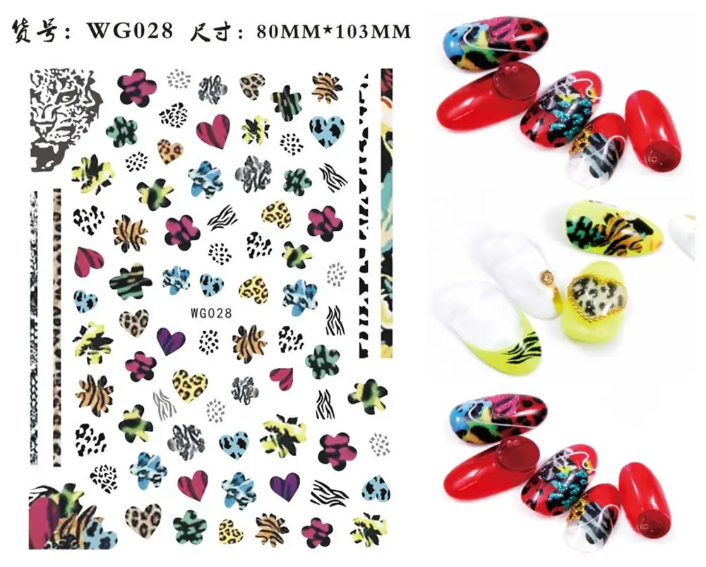 

3D Nail Stickers Mixed Pattern Flower Animal Fruit Image Self-adhesive Transfer Decals Nail Decors, Picture