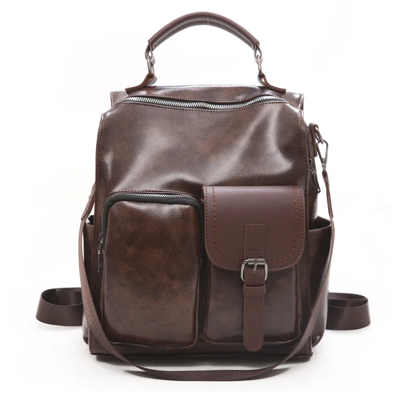 

Fashion Faux Leather Girls Backpack for College with Two Front Pockets Luxury Backpack 2021