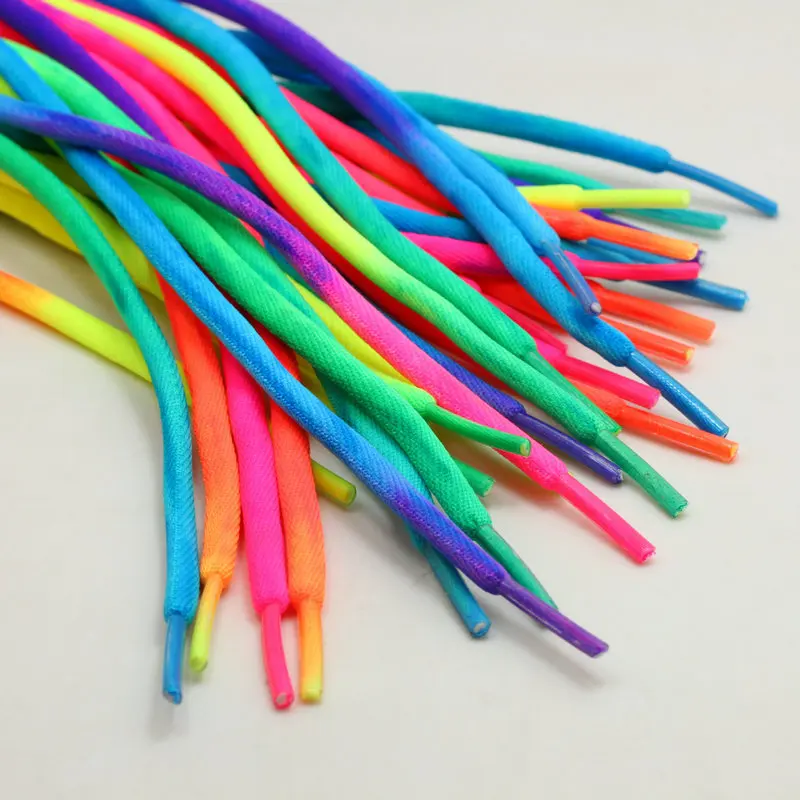 

HF 80-160cm High quality nylon rope colorful shoe laces 5 mm width round tie-dyed shoelaces, Mix