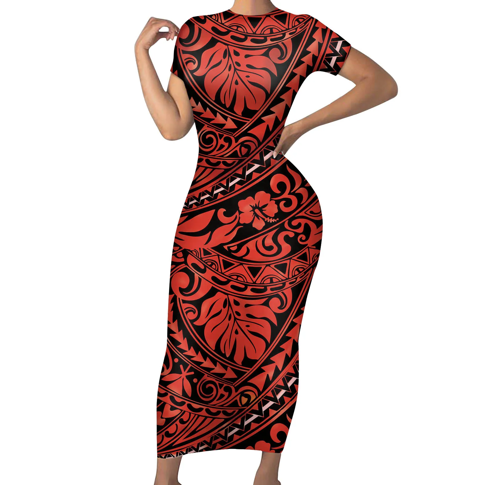 

Luxury Dresses Women Elegant Samoa Polynesian Gradient Tribal Pattern Bodycon Sexy Midi Dress Women Outfits Party Dress Clothing, Customized color