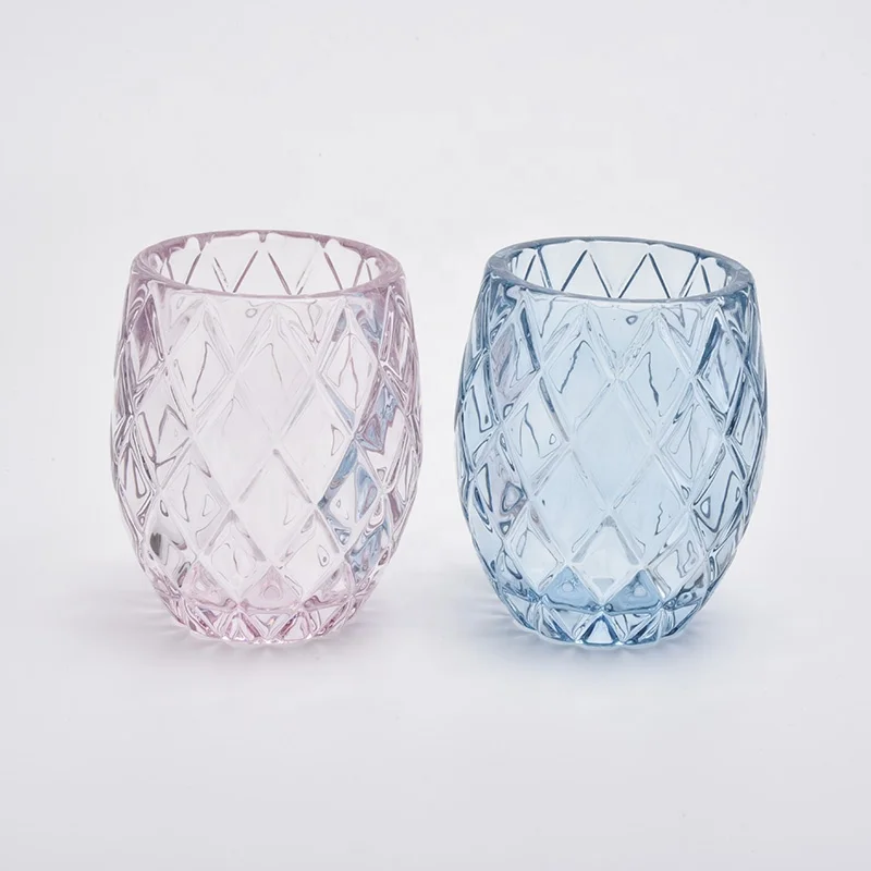 200ml Crystal pink candle vessel glass candle jar wholesales
