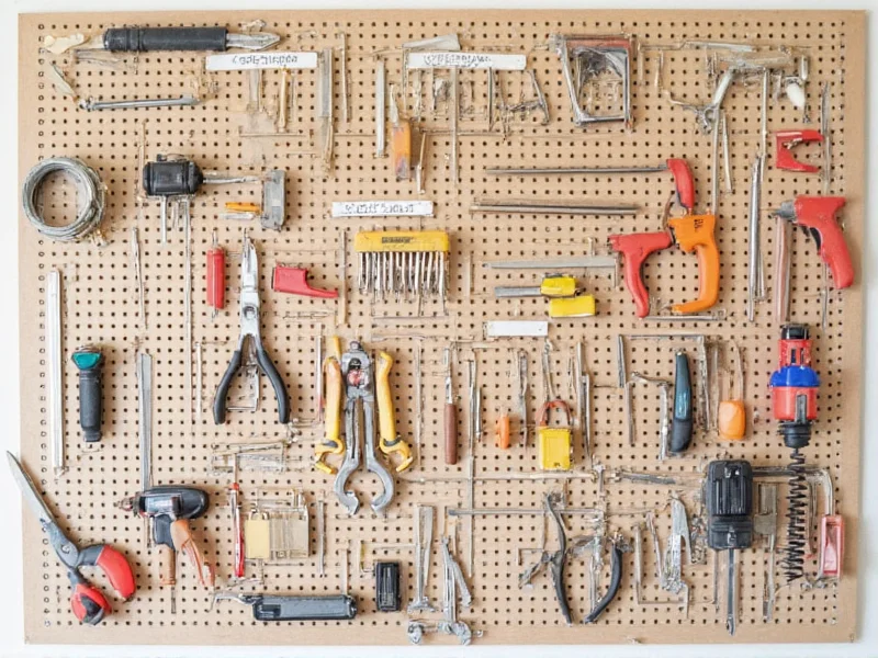 DIY pegboard tool organization system with labeled sections