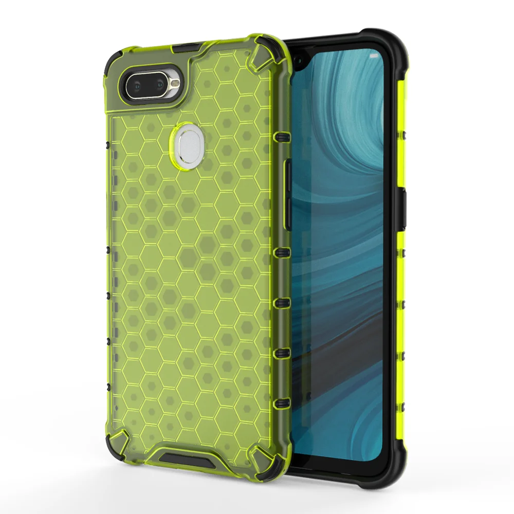

Clear Ultra Thin Shockproof Honeycomb back Case For Oppo A5S/A7, 5 color