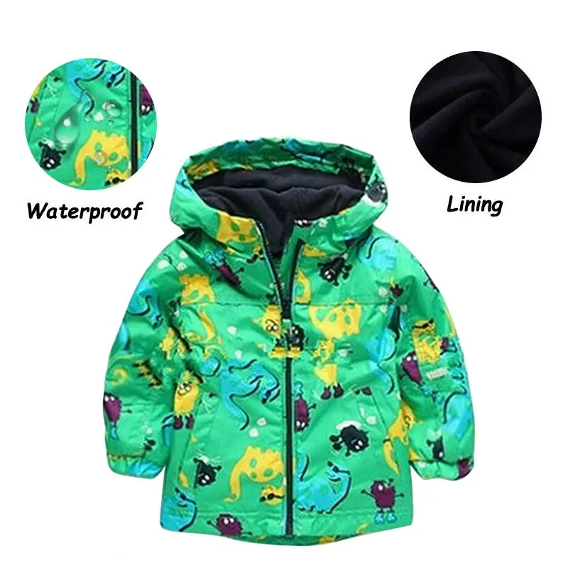 

LZH Toddler Baby Boys Girls Raincoat Waterproof Hooded Jacket Dinosaur Coat