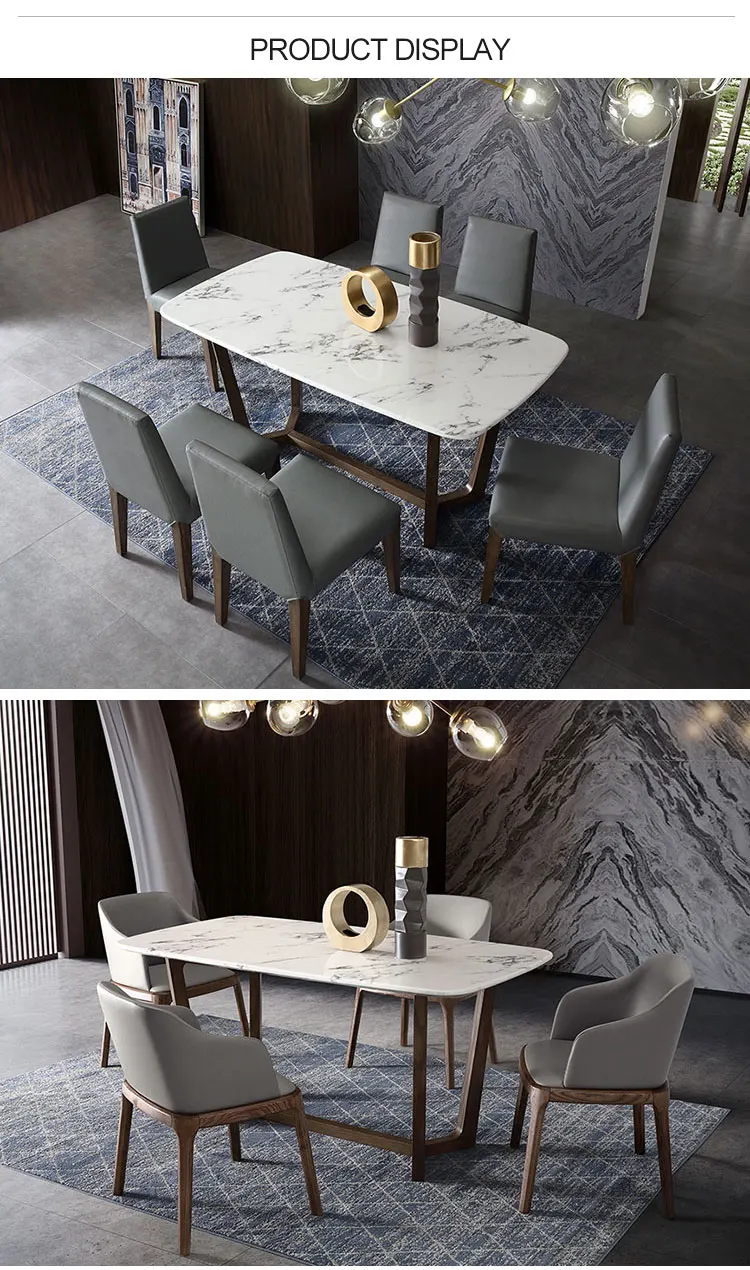 Wholesale Supplier Price Modern Elegant Chairs Marble Dinner Table Set Modern