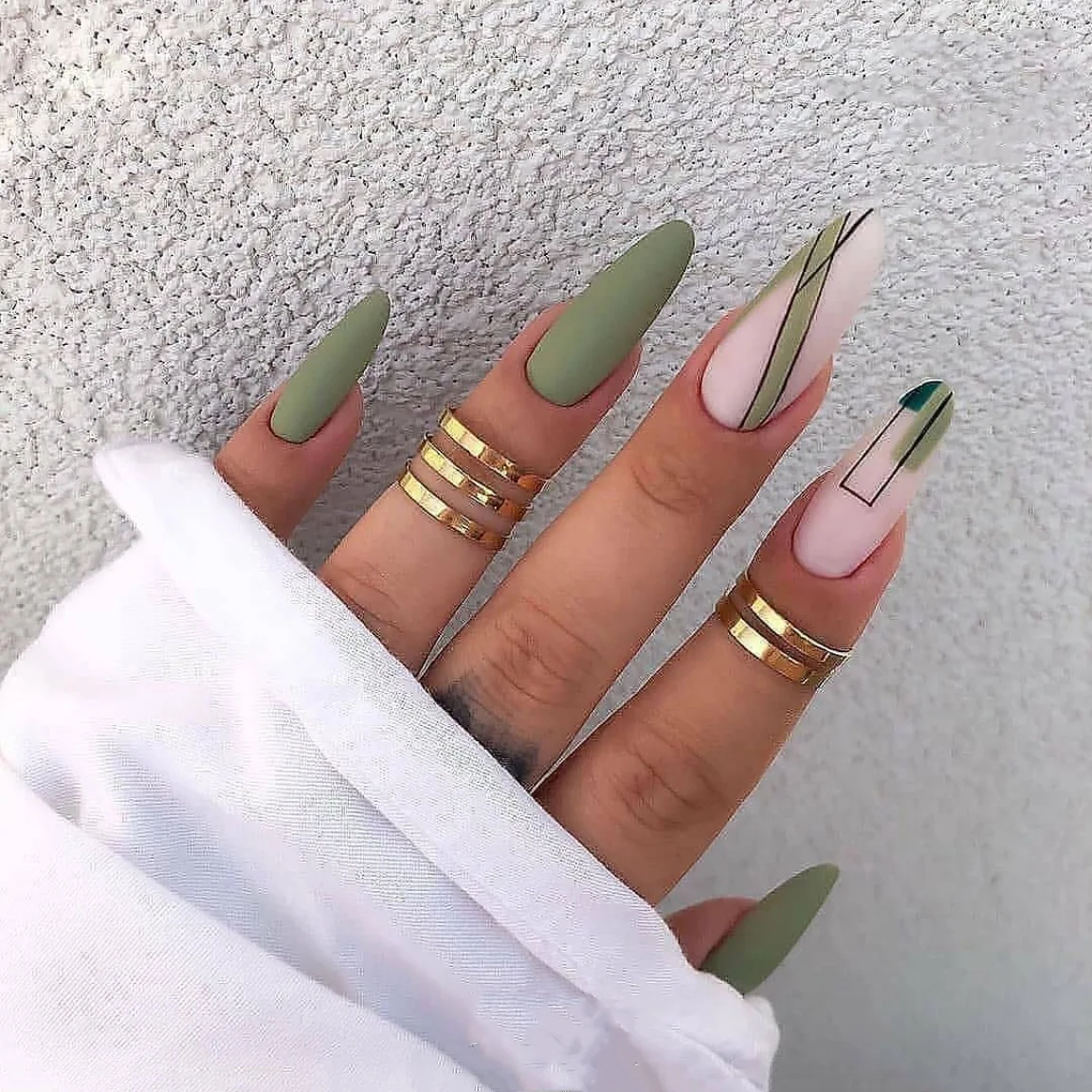 

Packaging Artificial Fingernails Top Quality Geometry Green Reusable Long Press On Nails, Picture
