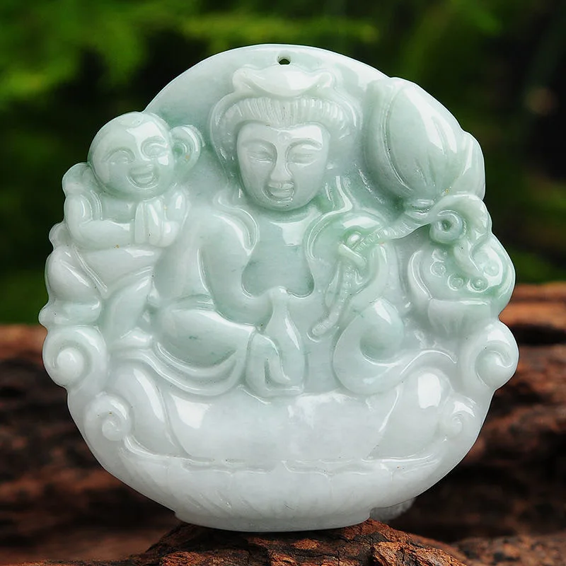 

Natural Myanmar Fake Jadeite Pendant Guanyin Gift Jewelry Factory Wholesale Delivery FC1070501