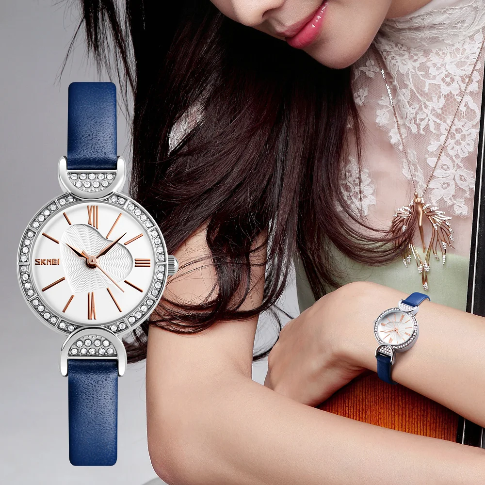 

2021 skmei new arrival Heart pattern design ladies watch diamond decoration female watch woman leather watches
