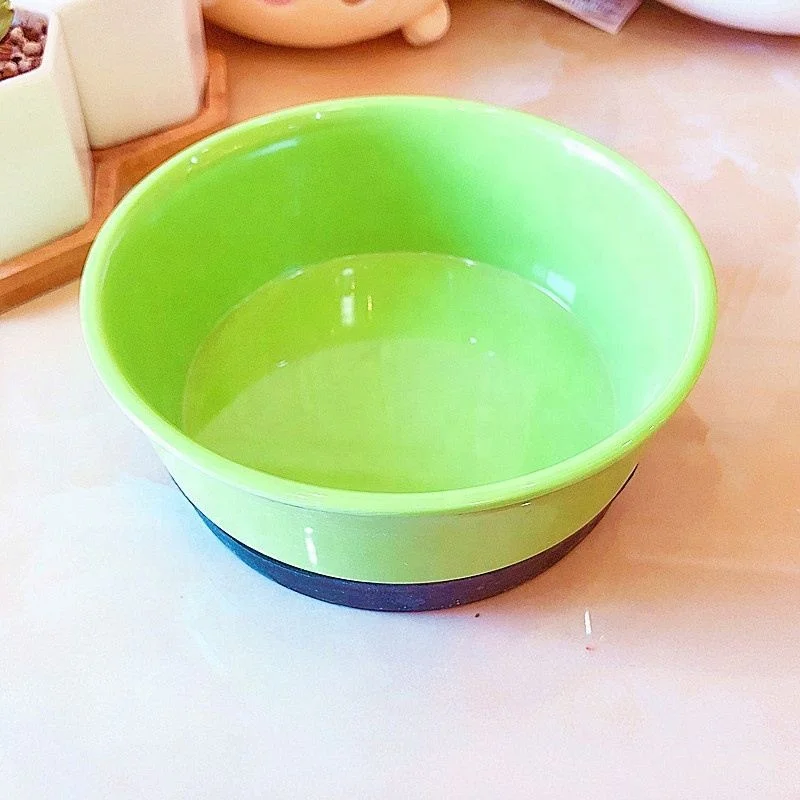 

Jhcentury Creative Color Matching Melamine Imi-tation Ceramic Pet Bowl Cats Dogs Pet Drinking Bowl, Pink green yellow orange