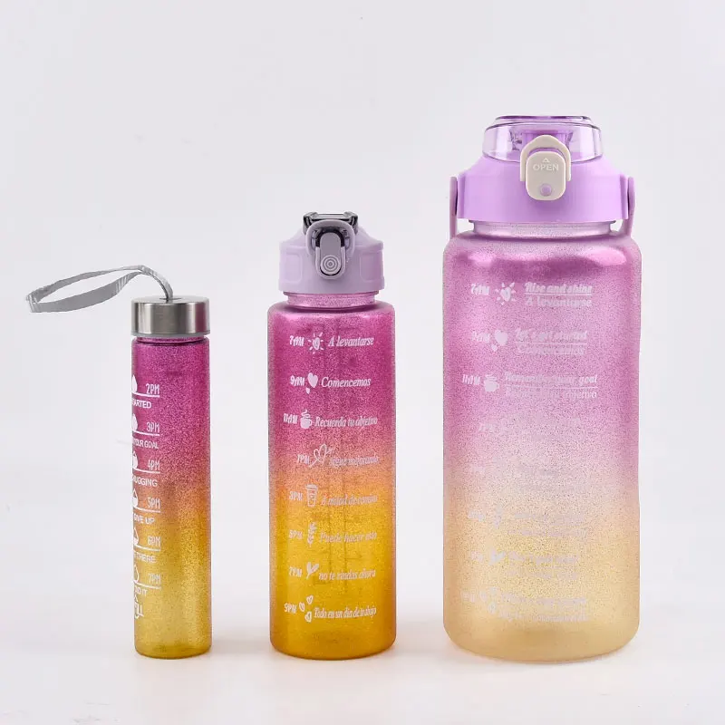 

HYB OEM tomatodos 3 en 1 Boire Bouteille Portable frosted surface plastic water bottles and sticker set