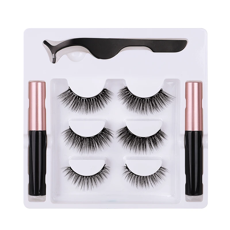 

silk lashes with 5 magnets 3d false mink eyelashes vendor custom boxing magnetic eyelashes private label pen, Natural black