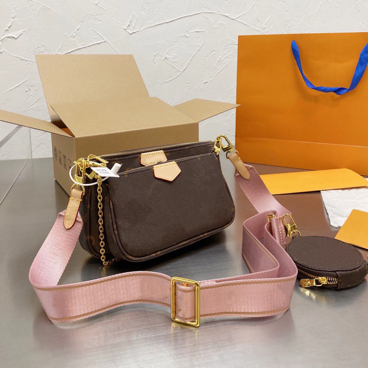 

New arrivals replicate handbag luxury leather designer handbags sets famous brands designer purse handbags for women luxury, Coffee