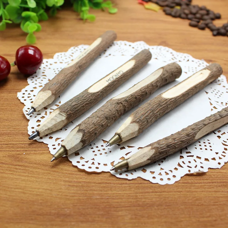 

Vintage handmade wooden Environmental ballpoint pen twig wood ball pen Zakka wedding pen school office supplies, As the picture