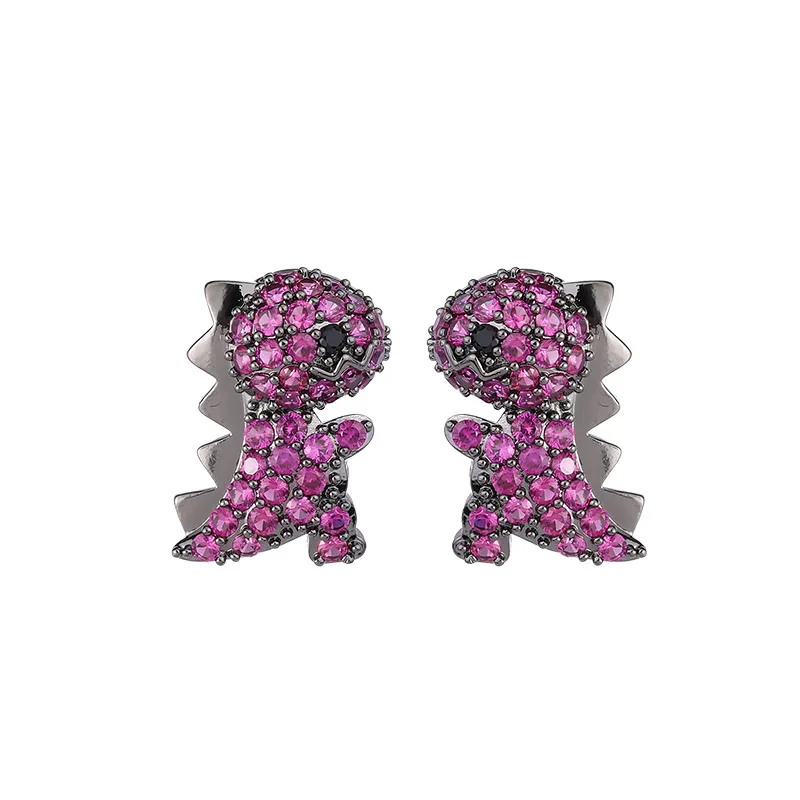 

Dr. Jewelry New Design Creative Lovely Purple Pink White Zircon Diamond Dinosaur Dragon Fashion Drop Earrings For Women Jewelry
