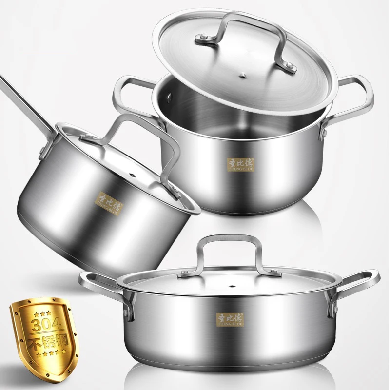 

Kitchenware Cooking Pot Cookware Sets 6 pcs Stainless Steel pot with Gold Color for Home, Silver with gold
