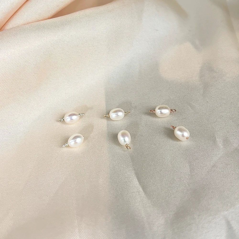 New Style 14k Gold Filled Oval Shape Freshwater Pearls Pendant for Jewelry Making Connector