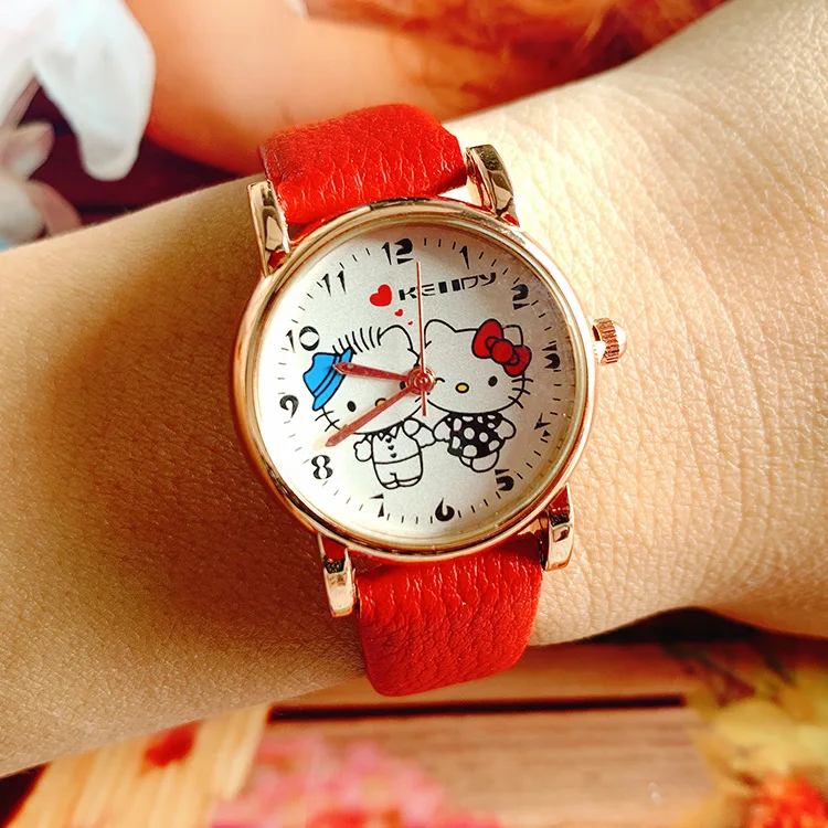 

Hello Kitty Children Cartoon watch Soft strap Analog Children Gifts for china girl watch gift Casual Leather Quartz Wrist Watch