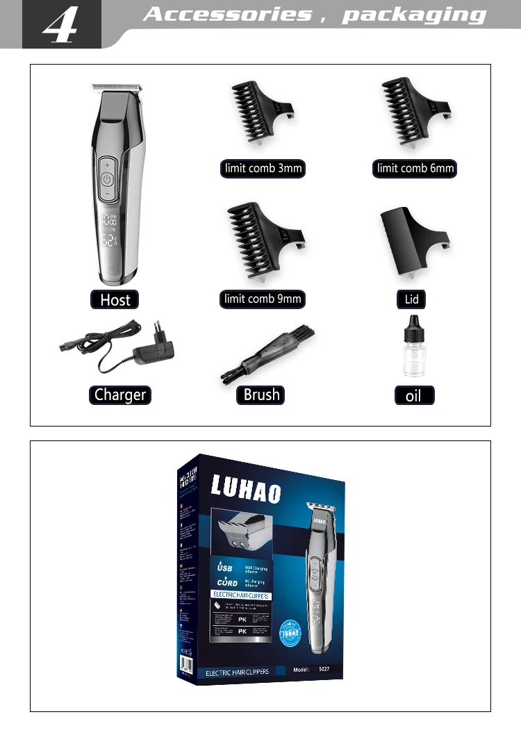 Kemei-5027  Electric Hair Trimmer Clipper Rechargeable Shaver Razor Cordless Adjustable Clipper motor hair clipper Wholesale