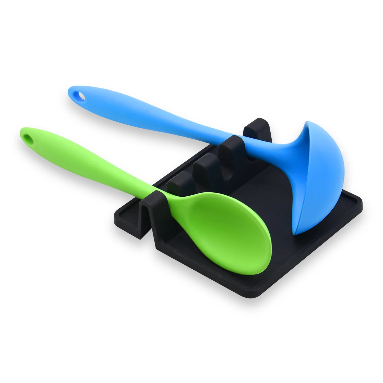 

Amazon Hot Sale Heat-Resistant Spoon Holder for Stove Top Kitchen Multiple Silicone Utensil Rest with Drip Pad, Customized color