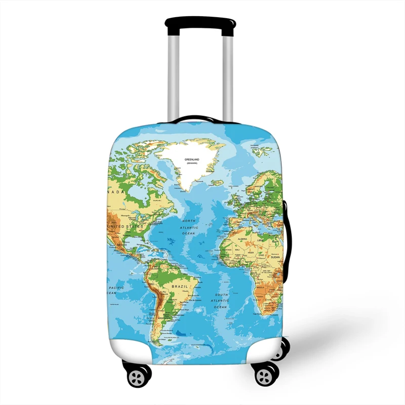 

Africa Map Printing Dustproof Elastic Travel Suitcase Cover Fashion World Map Luggage Protective Cover Accept Custom