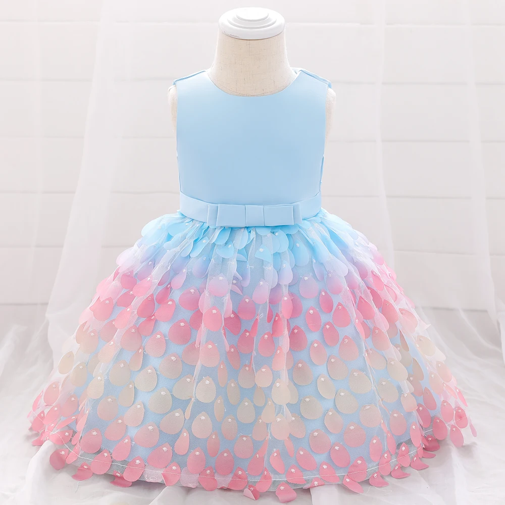 

High Quality Children Clothes First Birthday Cute Flower Girl Party Dress L1925XZ, Plum,pink.champagne,blue,green