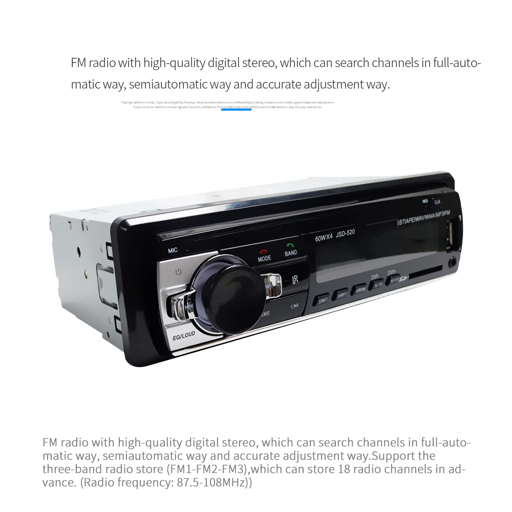 
audio stereo user manual song radio bluetooth usb tape car mp3 player 