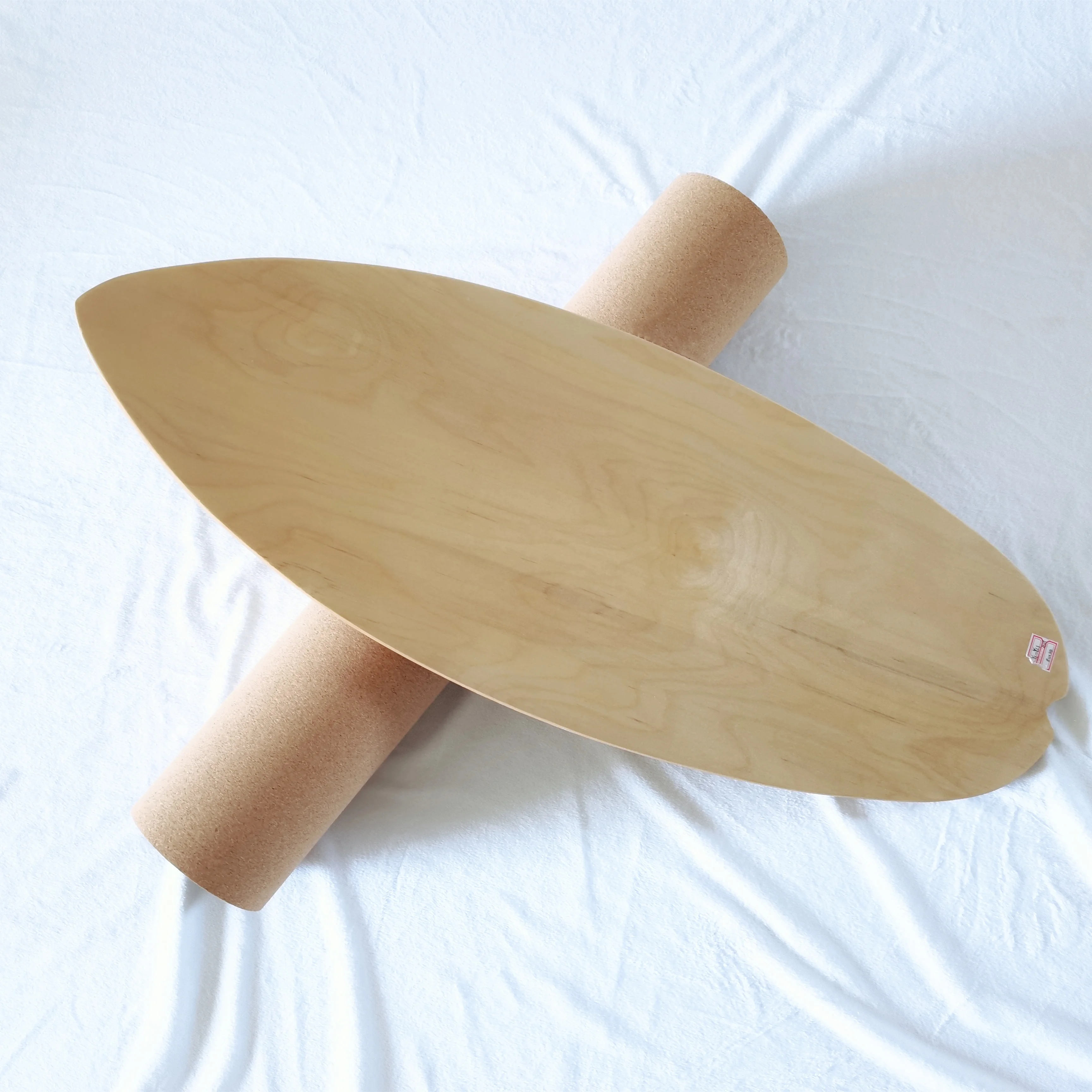 

New Fitness maple wooden balance board skateboard training Board with cork roller waist Trainer balance deck, Wood natural color,custom