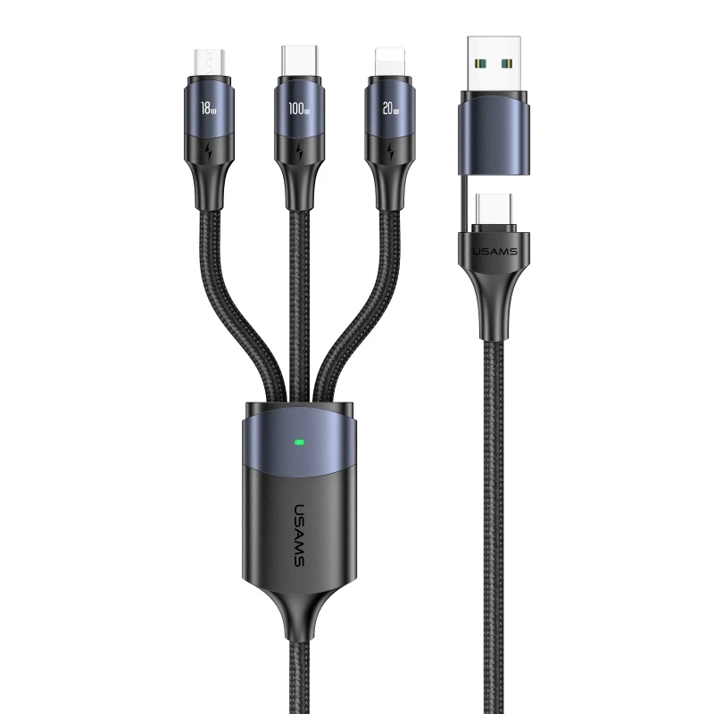 

USAMS SJ511 Newest 3IN1 100w Type C Fast Charging Cable 65w USB Cable fast charge for laptop/tablet/phone, Customized color