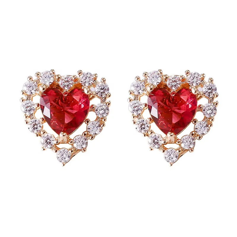 

Latest Earrings For Women Shiny Crystal Red Heart Zircon Earring Girl Jewelry Valentine's Day Gifts