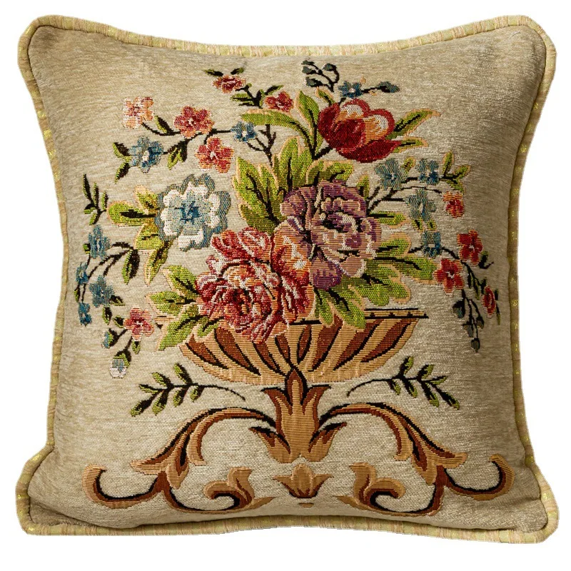 

Chenille Fabric Jacquard Embroidered Cushion Covers 45*45cm Floral Pillowcase Home Sofa Decorative Luxury Throw Pillows