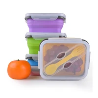 

1 Compartment Biodegradable Eco Collapsible Food Meal Prep Container Lunchbox Silicone Bento Tiffin Kids Lunch Storage Box