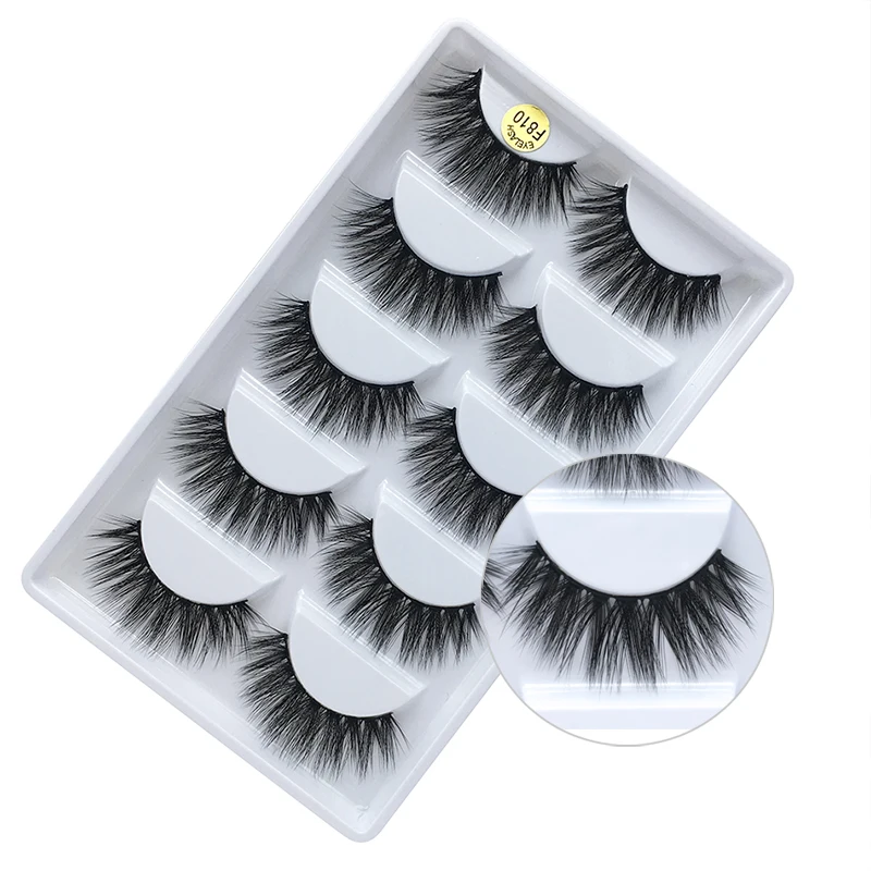 

New fashion 5 pairs eyelashes 100% Full hand-made in 2019, Natural black