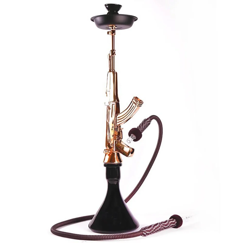 

Wholesale Deluxe Large Smoking Gold Pink Resin AK 47 Shisha Portable Hookah Set, Gold/black/silver/pink