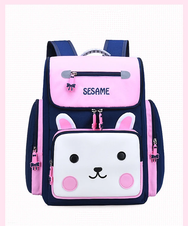 

High Quality Nylon Children's Schoolbag Orthopedic Schoolbag Cartoon Rabbit Schoolbag School Backpack Children 6-9 Years Old